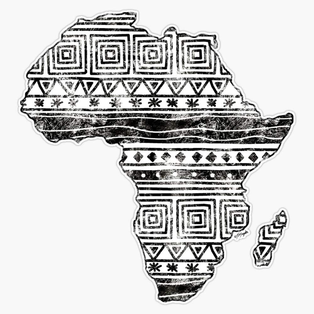Patterned Map Of Africa Vinyl Waterproof Sticker