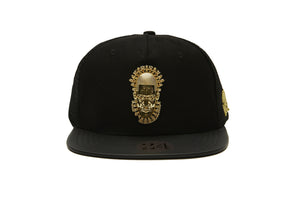BENIN | Iyoba "gold" plated pendant on Black suede Snapback Hat by 24 Apparel