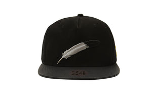 IGBO | Ugo feather embroidered on Black suede Snapback Hat by 24 Apparel