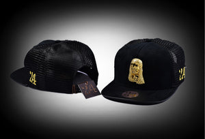 Jesus Piece "gold" plated pendant on Black suede Snapback Hat by 24 Apparel